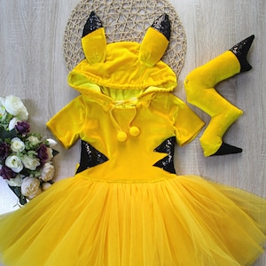 Electric Yellow dress- Lightining-Inspired Cosplay Outfit for kids, Cute yellow anime dress