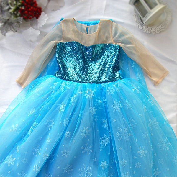 Elsa Inspired dress, Frozen Elsa Inspired birthday dress, Toddler Princess Elsa inspired costume, Ice blue tulle dress, Snowflake dress