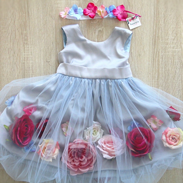 Dusty Blue Flower Girl Dress Etsy