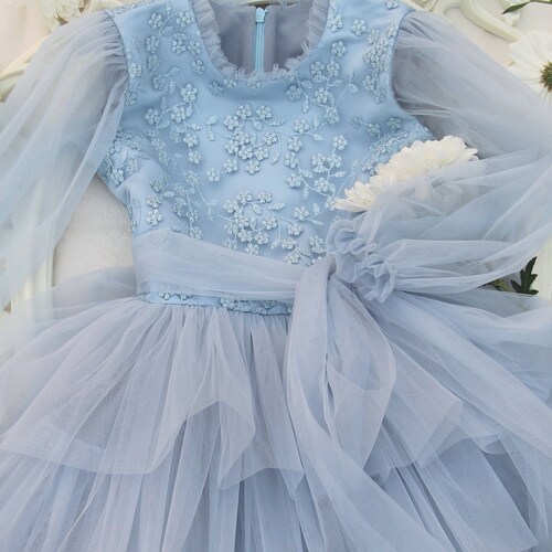 Dusty Blue Flower Girl Dress Baby Special Occasion Dress Girl Etsy