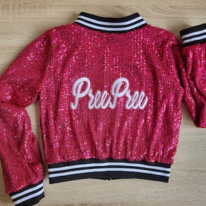 Personalized Hot Pink Sequin Jacket: Girls Sparkle Bomber