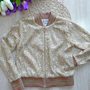 Kids sequin jacket, Rose Gold jacket, Girls sparkle jacket