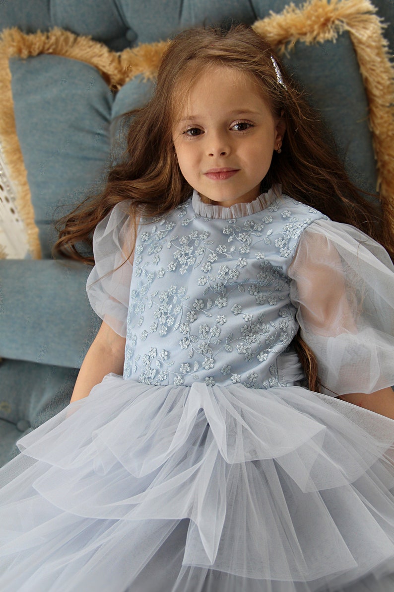 Flower Girl Lace Applique Elegant Baptism Dress by TIPTOP KIDS - AS2356