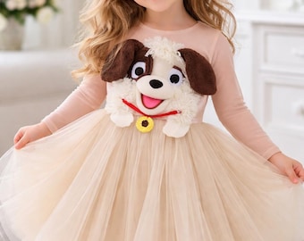 Puppy Girl Dress, Toddler 3D Dog Tutu outfit,Animals Theme Birthday outfit