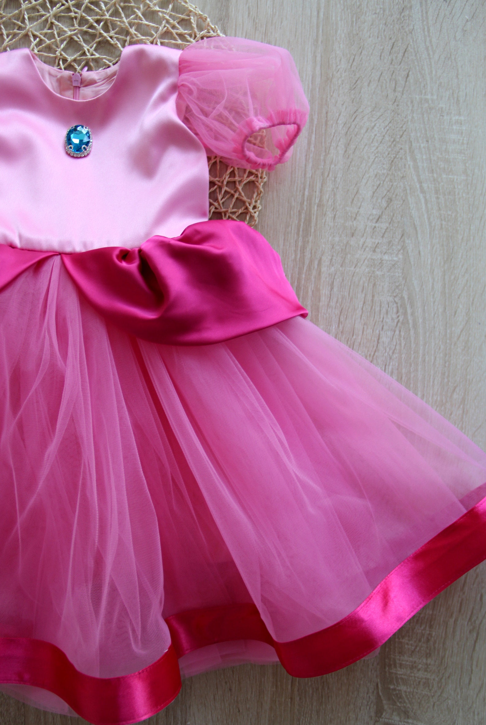 Princess Peach Dress Girls Princess Dress Birthday Party Etsy
