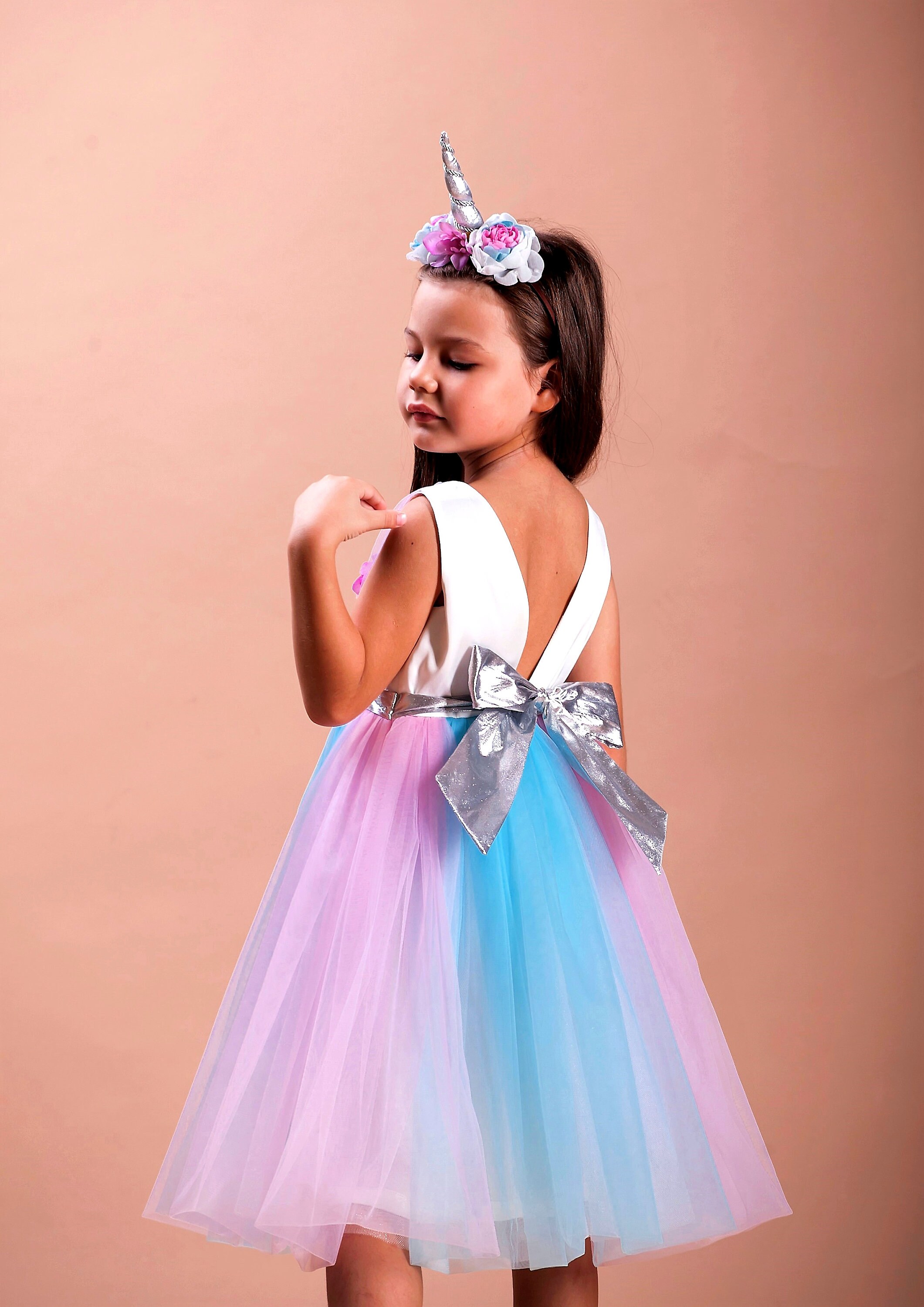 Flower Girl Unicorn Party Dress Toddler Birthday Outfit Etsy