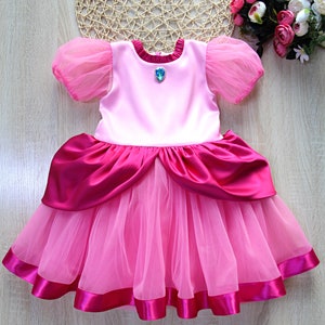 Pink Tulle Princess Dress: Peach Halloween Birthday Party Gown