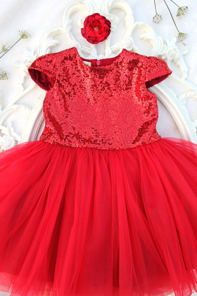Sequin Flower Girl Dress Girls Red Party Dress Lil Girls - Etsy Canada