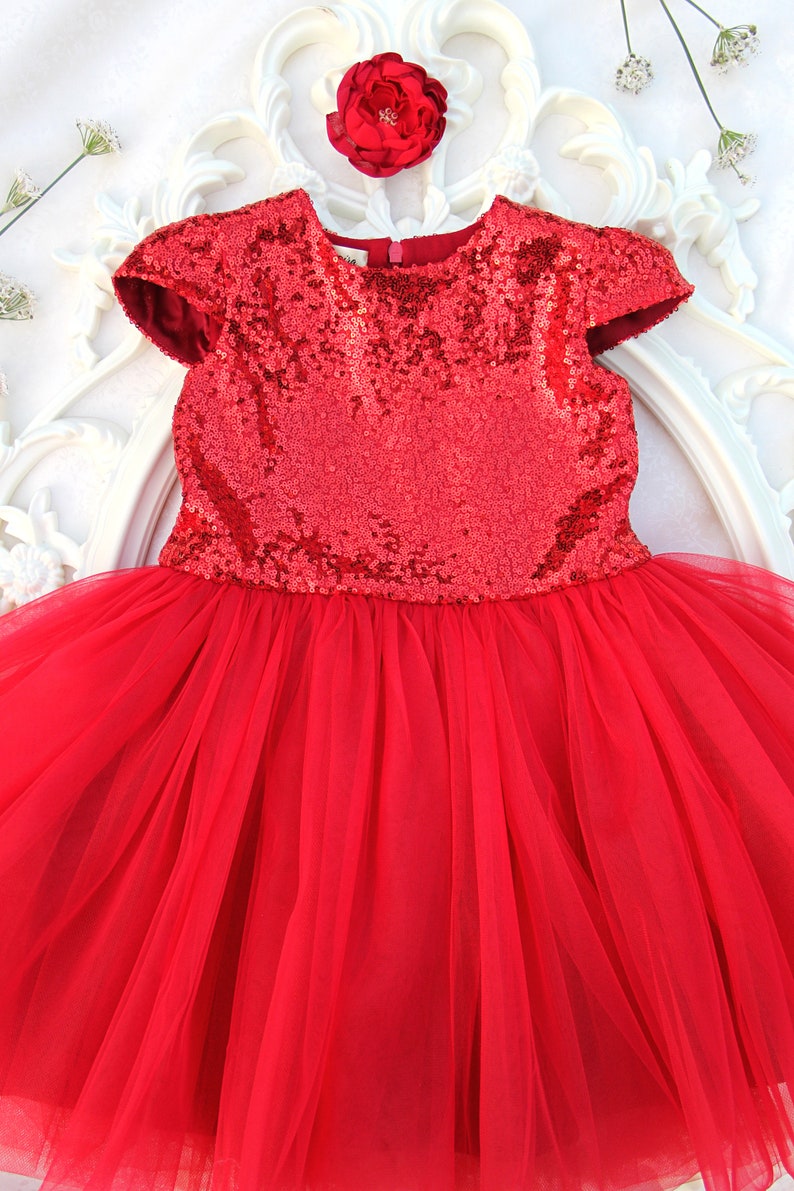 Sequin Flower Girl Dress Girls Red Party Dress Lil Girls Etsy Canada