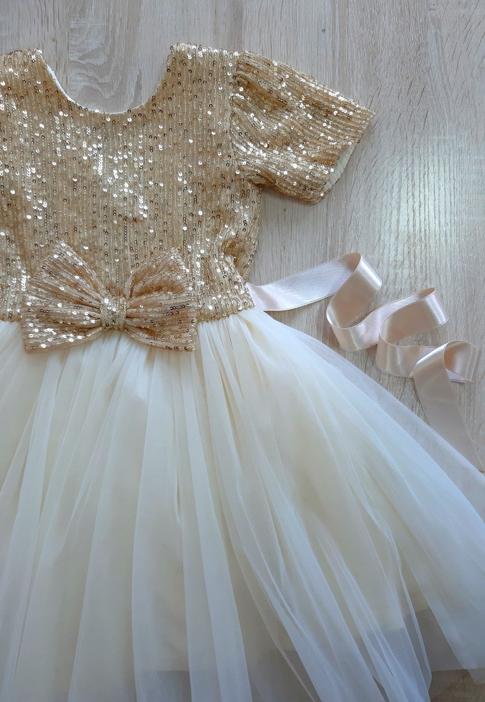 Flower Girl Dress Girls Gold Sequin Dress Toddler Sparkly Etsy