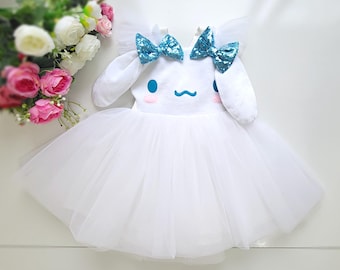 手作りのかわいいバニーチュチュドレス、スパンコールのリボン、イースターコスチューム