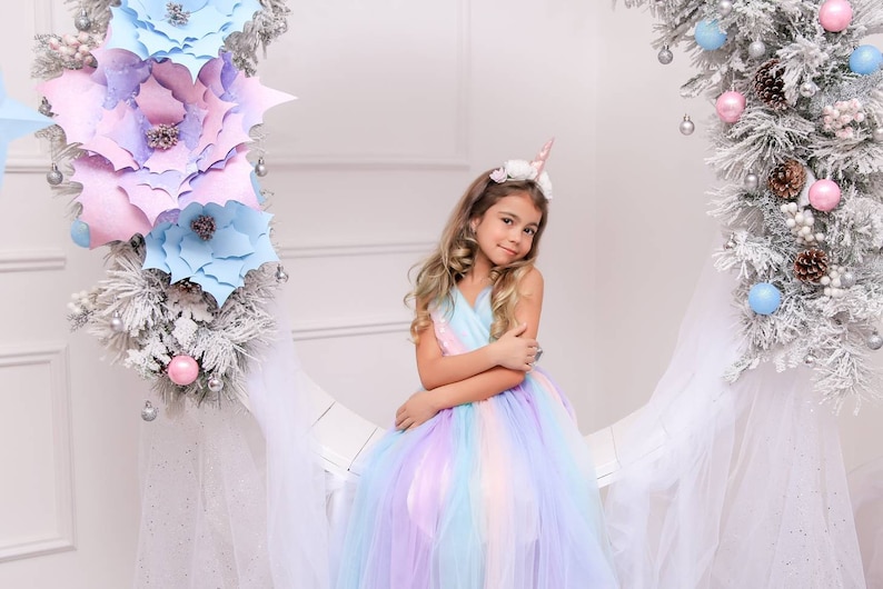 Fairytale unicorn girls outfit. Dress for unicorn outfit party for junior Rainbow tutu dress for 8th birthday unicorn party