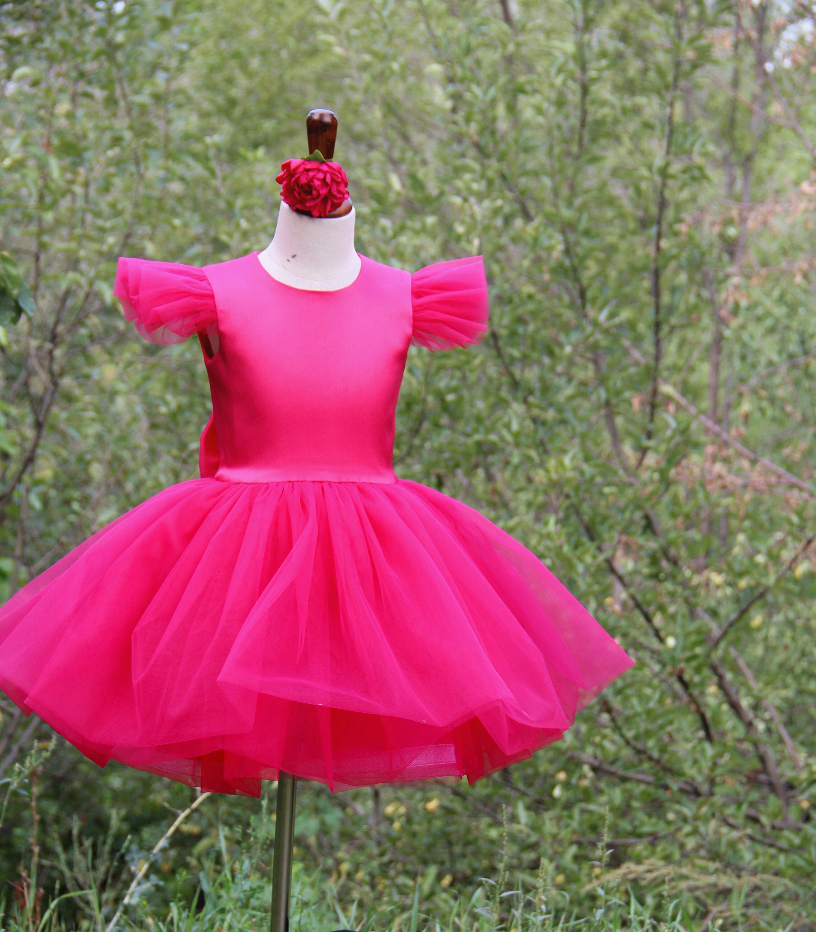girls hot pink party dress