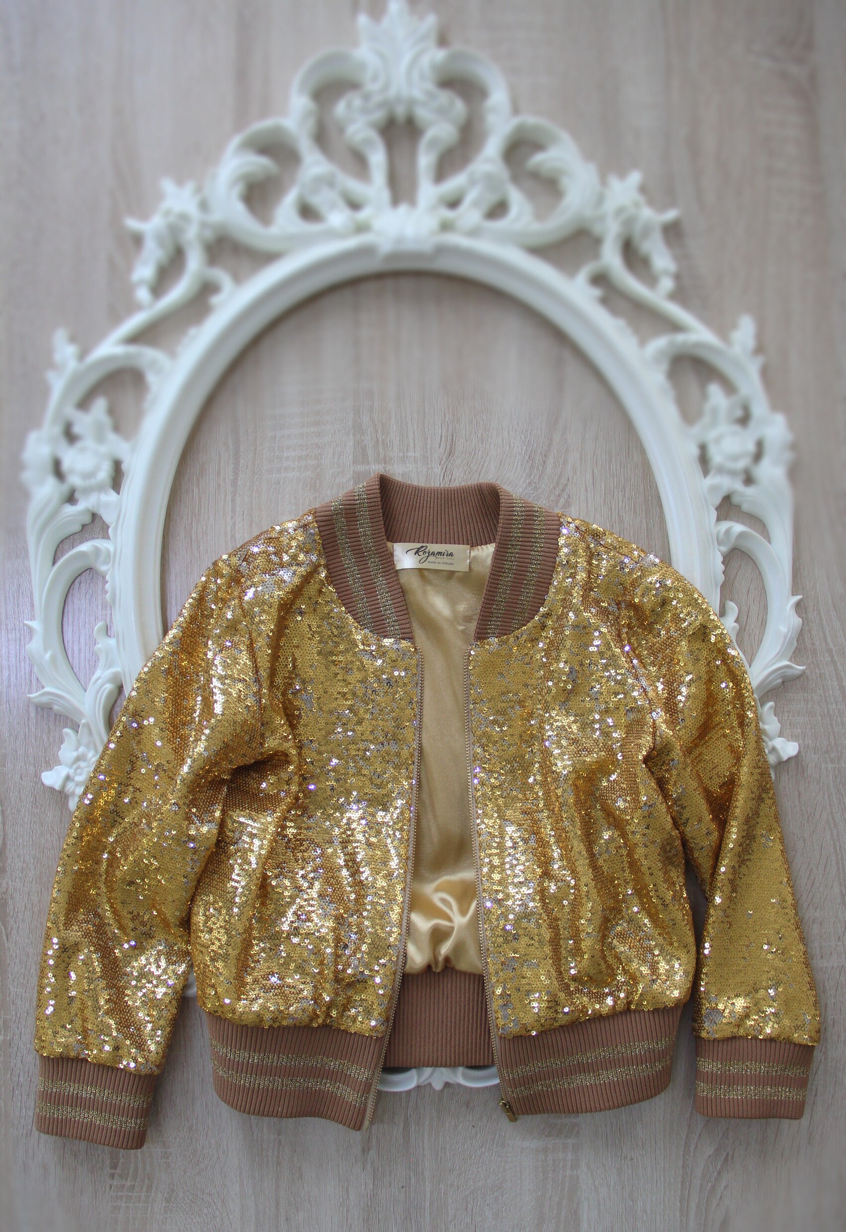 Sequined bomber jacket - Light pink/Gold-coloured - Kids