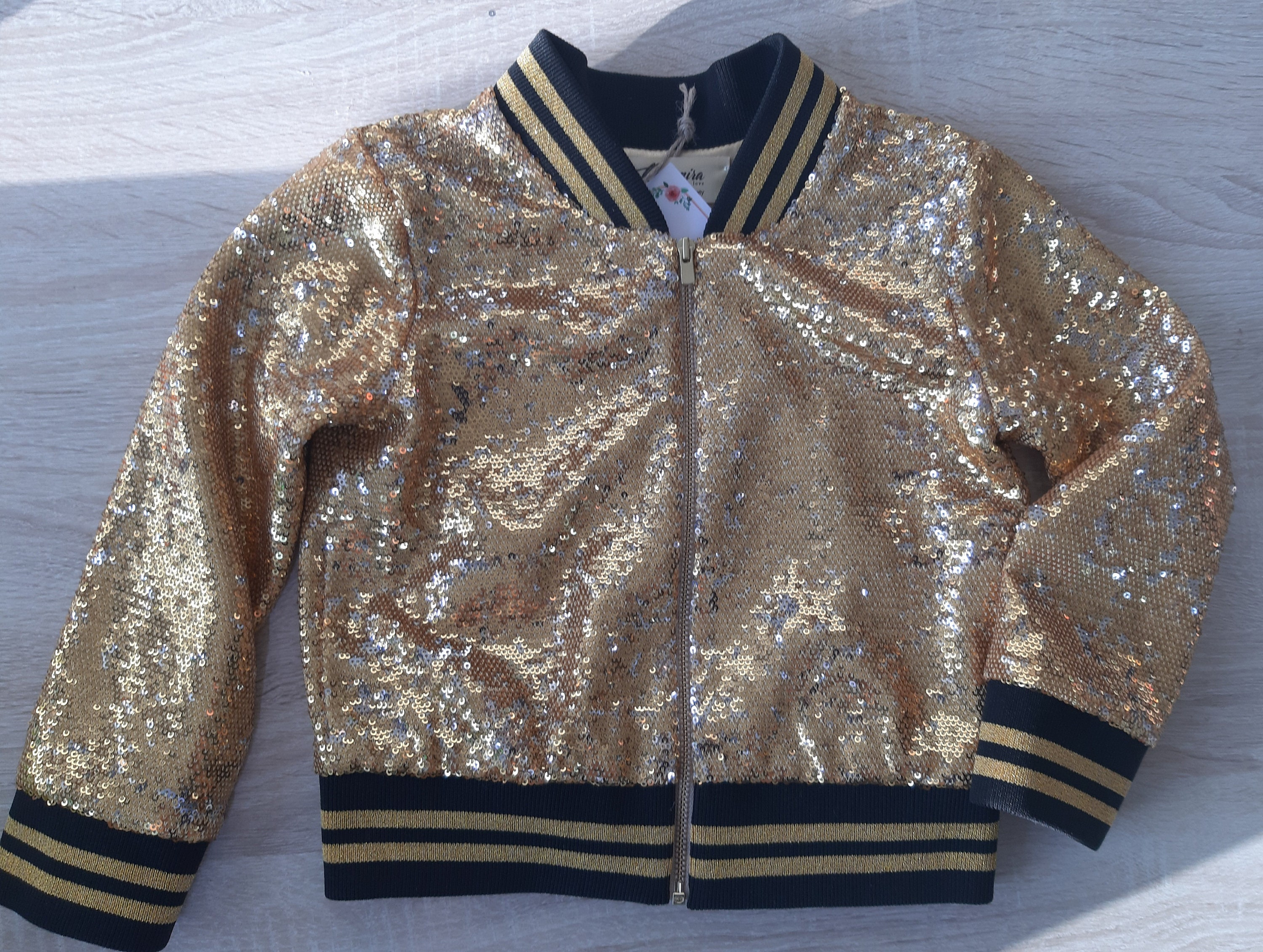 Girls Gold Sequin Bomber Jacket: Kids Sparkle Coat - Etsy