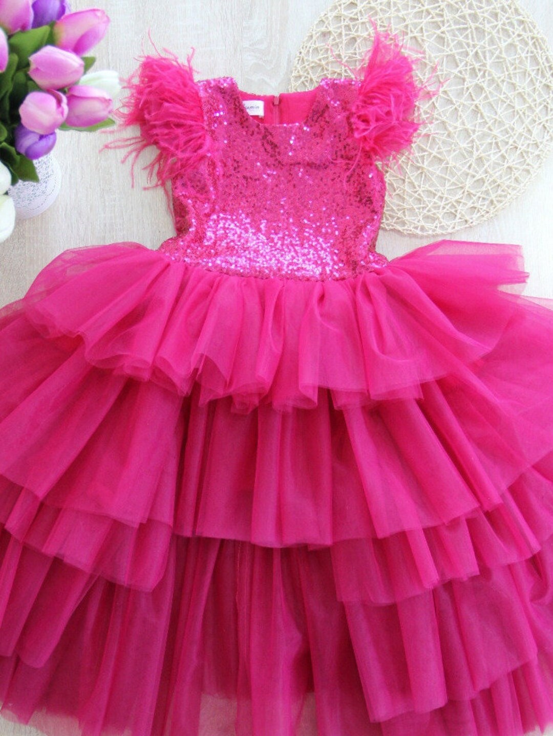 Girl Tulle Girls Hot Pink Dress Pageant - Etsy