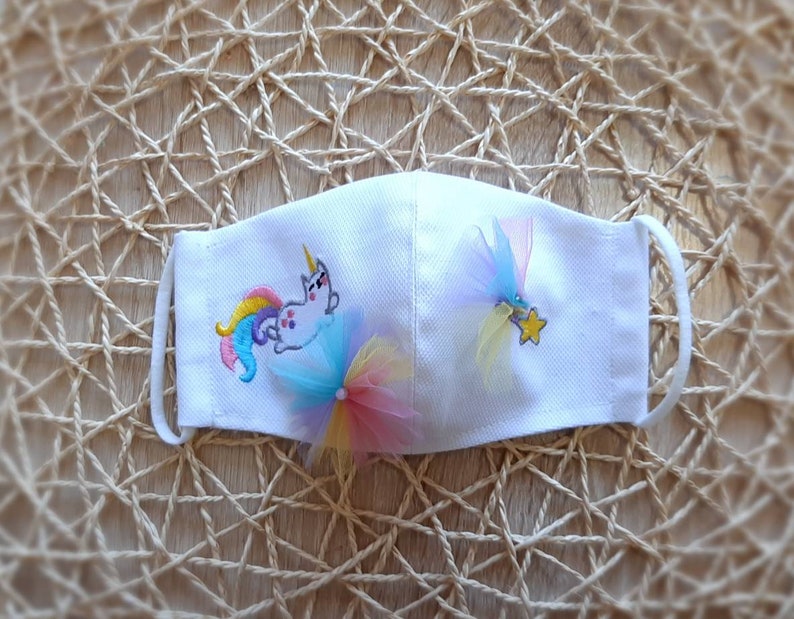 Unicorn Face Mask Embroidered Face Mask Kids Mask With Etsy