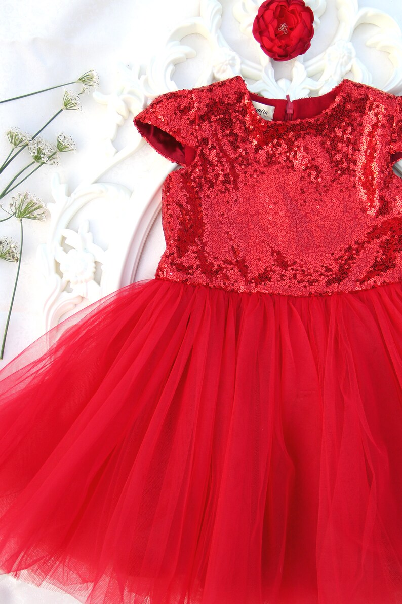 Sequin Flower Girl Dress Girls Red Party Dress Lil Girls Etsy Canada