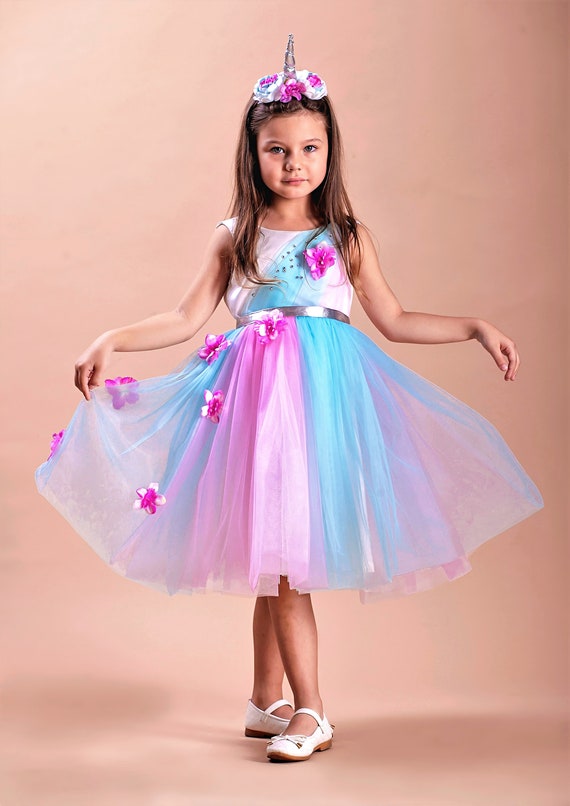 Flower Girl Unicorn Inspired Party Dress Toddler Birthday Outfit Girls Tulle Dress Etsy Hong Kong