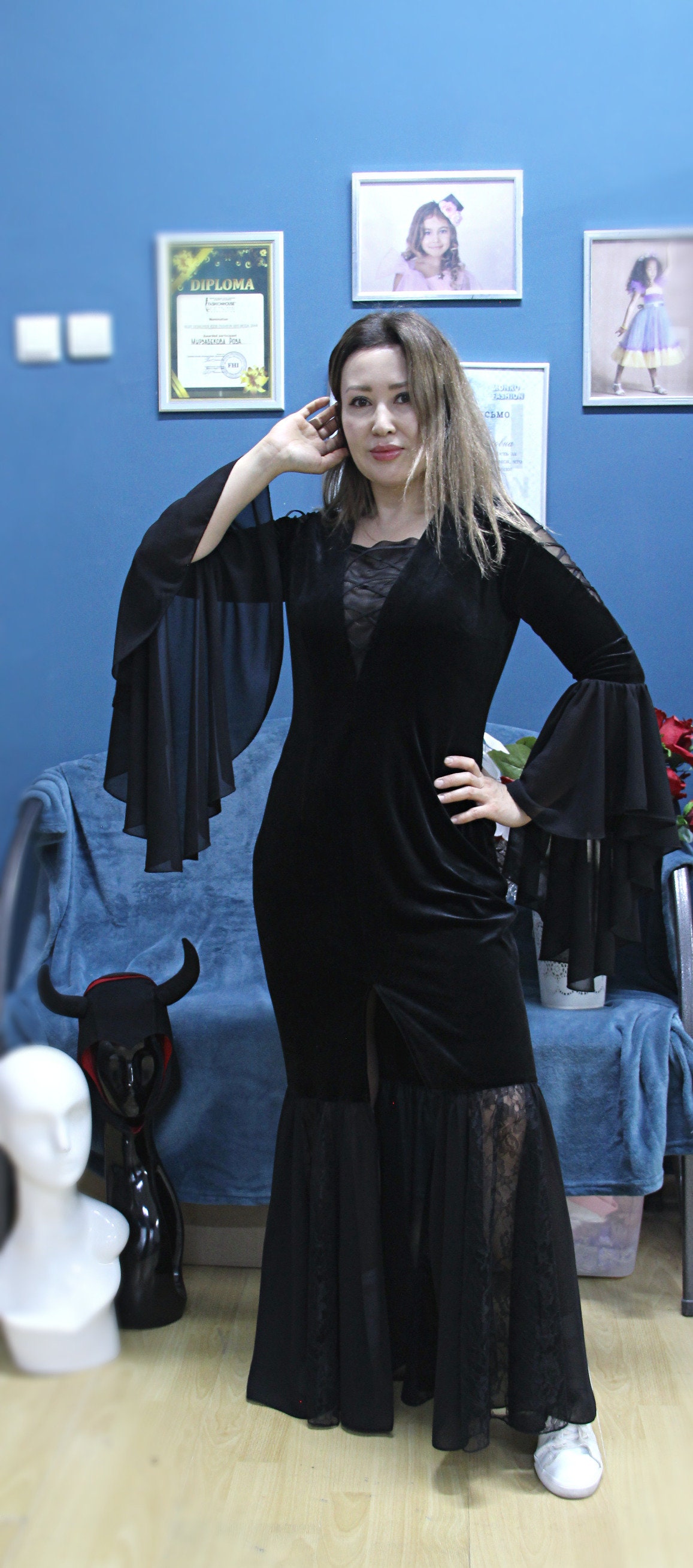 Morticia Black Long Dress