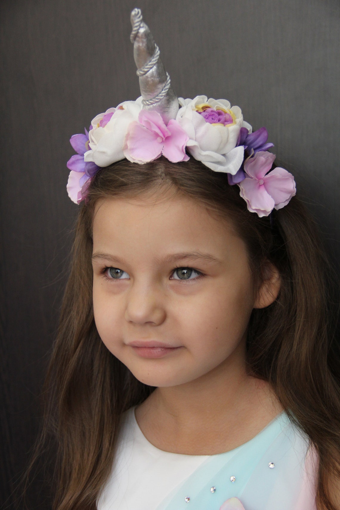 Unicorn Headband Flower Girl Crown Unicorn Headpiece Hair Etsy