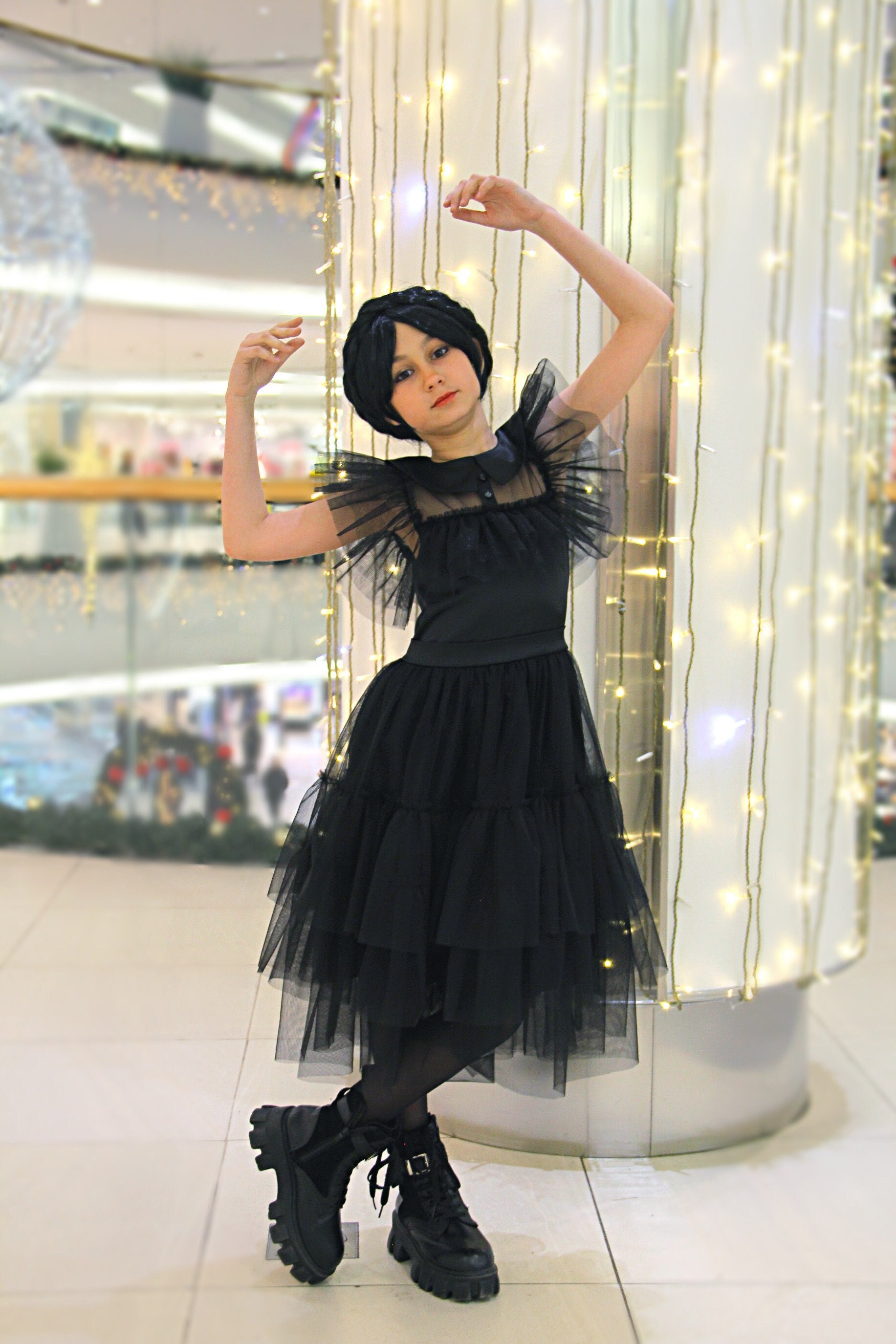 The Best Quality Wednesday Addams Inspired Black Tulle Dress 