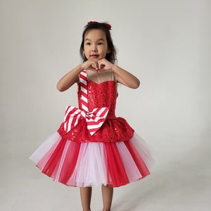 Susanne Lively Girls Red Candy Canes Print Christmas Dres - White Collar