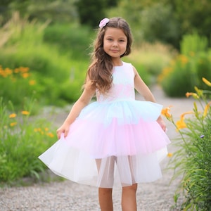 Blush Tulle Flower Girl Dress: Unicorn Birthday Party Dress