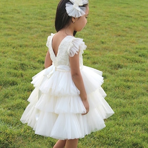 Ivory lace Flower Girl Dress, Baptism gown 1st communion dresses 2020, Champagne dress bridesmaid, Formal dress girls, Wedding guests dress