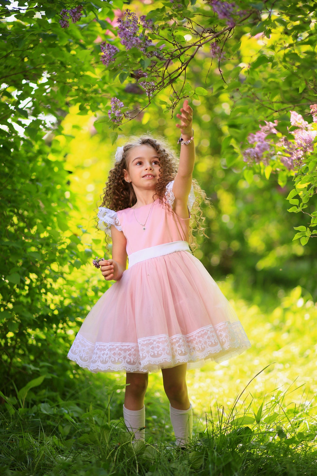 Tulle Lace Girl's Dress Pink Blush Lace Dress for Girls. - Etsy