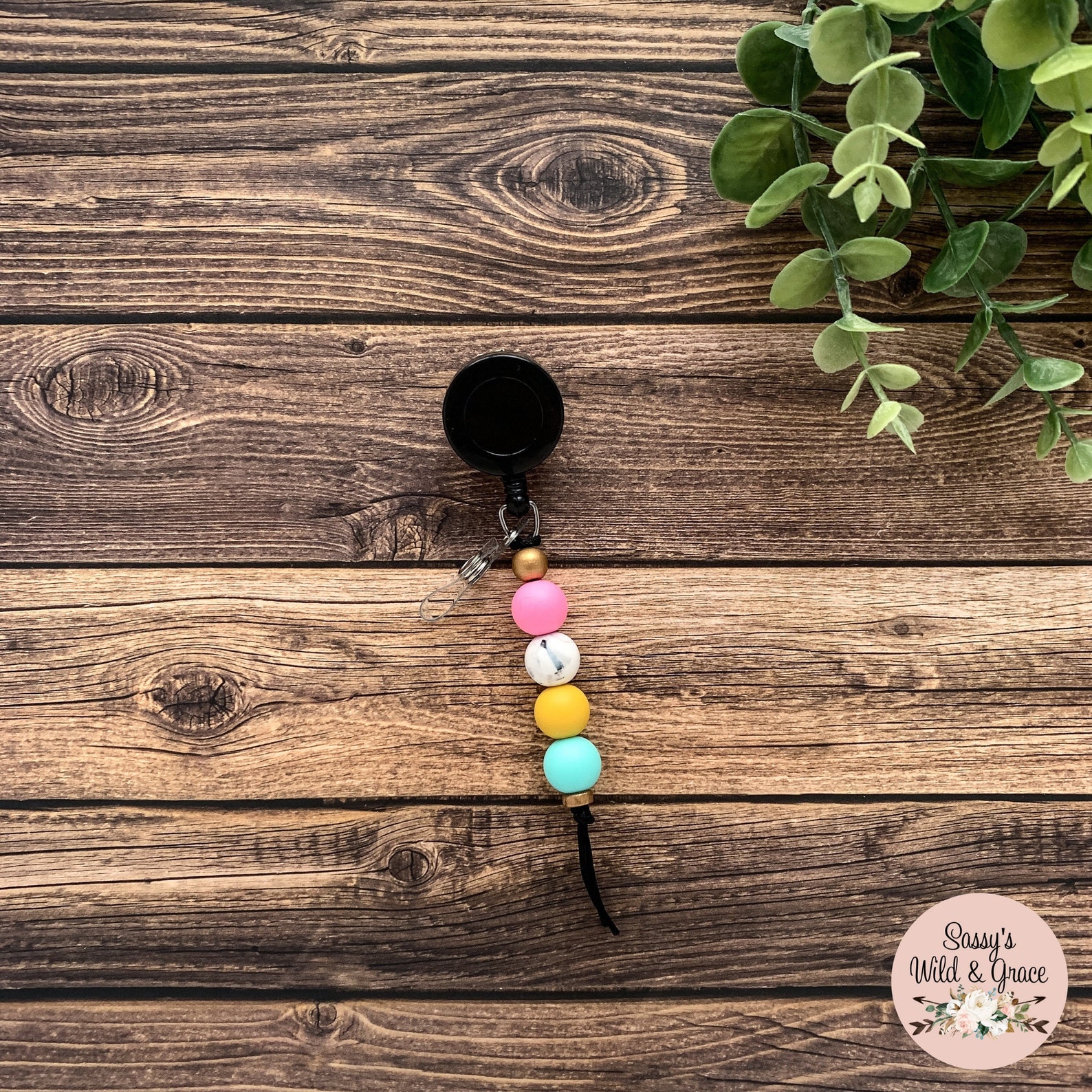 Beaded ID Badge Reel Silicone Bead badge holder Teacher ID Etsy