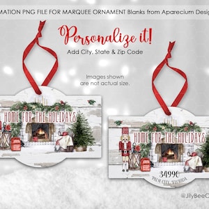 DIGITAL DESIGN | Home For The Holidays | Fireplace, Nutcracker,Christmas Gnome | Marquee Blank | Personalize | PNG File for Sublimation Only