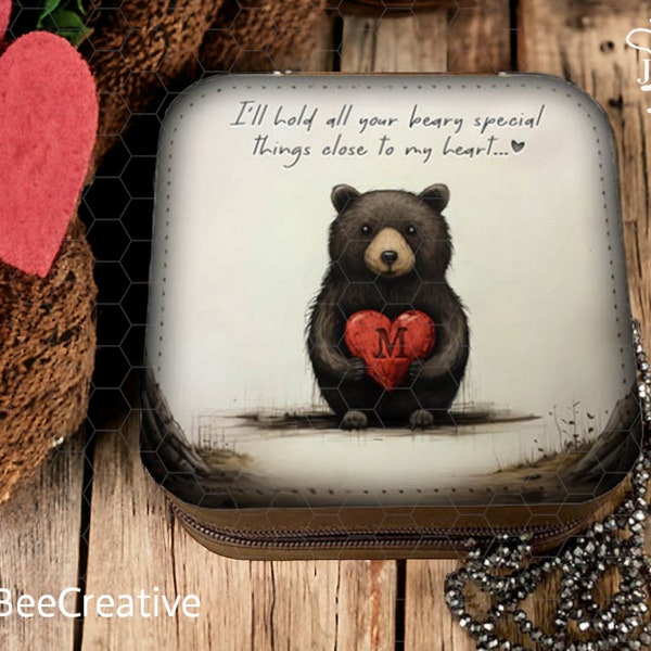 DIGITAL DESIGN | Adhesive Square for Sublimation Jewelry Box | Beary Special Things Close To My Heart | Personalize | PNG for Sublimation