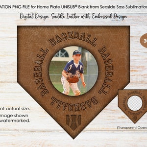 DIGITAL DESIGN | Baseball Home Plate Blank for Sublimation Only | Distressed Leather with Embossed Baseball Text  | PNG File for Sublimation
