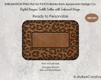 DIGITAL DESIGN | Adhesive Rectangle Patch Blank for Sublimation Only | Distressed Leather with Leopard, Personalize It | PNG for Sublimation