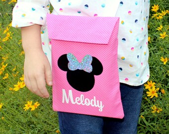 Personalized Disney Tote Bag for Autograph Book Pink with White Dots Disney Purse Disney Crossbody Adjustable strap Magnetic Clasp