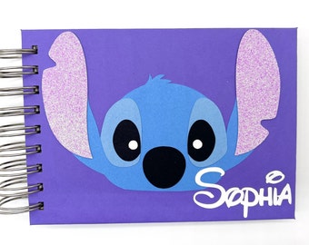 Personalized Stitch Autograph Book, Glitter Stitch, Disney World, Disneyland, Memory Book, Photo Album