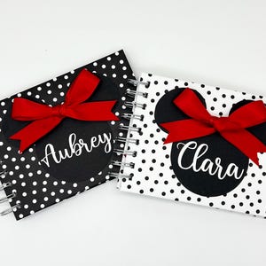 Personalized Disney Autograph Book Disney World Signature and Photo Album Disney vacation essentials Minnie Mouse with bow Disneyland trip