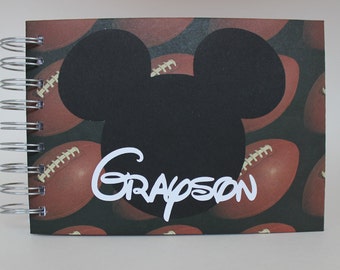 Disney Autograph Book Personalized Mickey Mouse Football Disney World Disneyland Disney Cruise Memory Signature Book