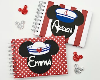 Disney Cruise Autograph Book, Personalized Signature and Photo Album, Captain Mickey Mouse, Sailor Minnie Mouse