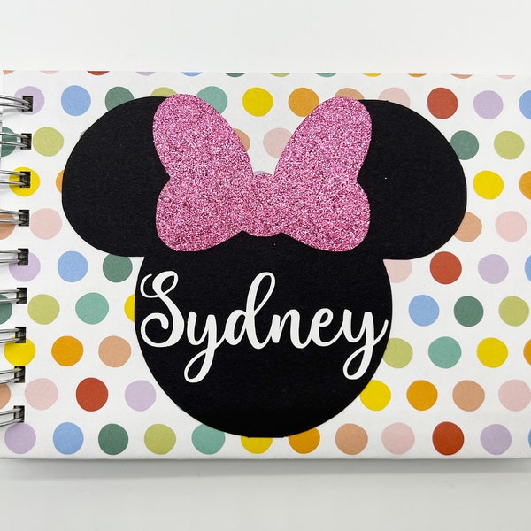 Disney Autograph Book, Minnie Mouse with Glittery Bow, Photo Album, Memory Book, Signature Book