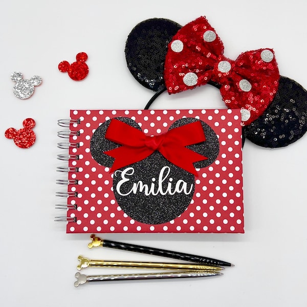 Personalized Minnie Autograph and Photo Book, Disney World Character Signature Album with Photo Sleeves Option