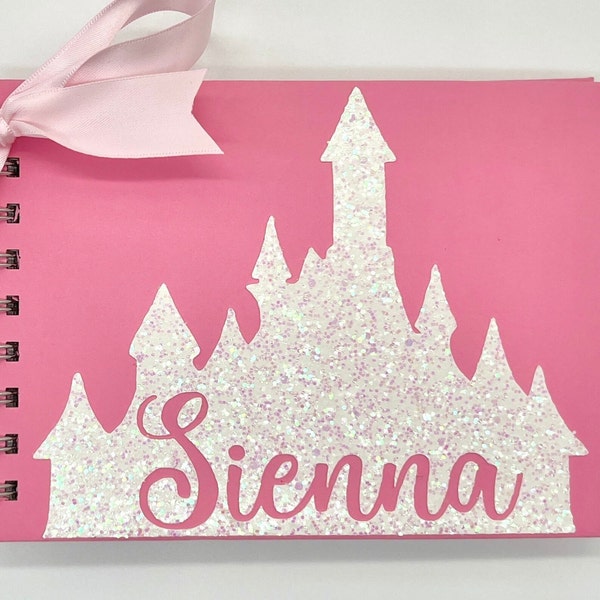 Disney Autograph Book, Glittery Princess Castle, Personalized Signature Book, Disney World, Disneyland