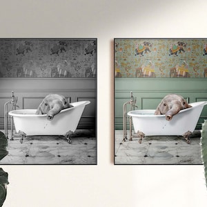 Elephant Animal in Bathroom Bath Tub Art Print