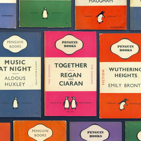 Vintage Custom Penguin Books Engagement Wedding Gift Print