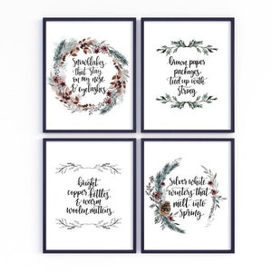 A few of my favorite things | Silver white winters | Winter wall decor art | 4 print set | Hand lettered | 8x10 11x14 PDF printables