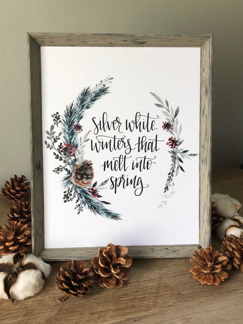 Silver White Winters That Melt Into Spring Hand-lettered PDF | Etsy
