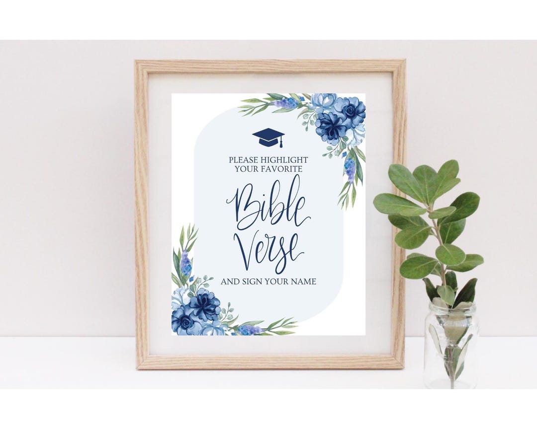 Scripture Labels Graduation Bible Verse Graduation Sign, Highlight Your Favorite Bible Verse, Blue ...