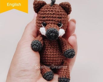 Crochet boar PATTERN, Crochet tiny forest animals, Boar crochet pattern, Amigurumi PDF tutorial in English