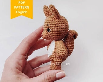 Amigurumi-MUSTER Häkel-Eichhörnchen PDF-Anleitung auf Englisch Mini-Waldtiere Eichhörnchen-Häkelanleitung